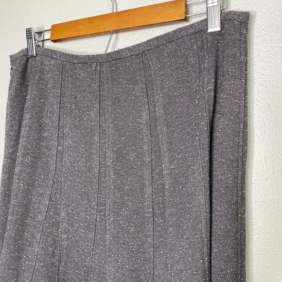 New Directions Women's 12 Gray Tweed Flare Skirt Career Office Church - Picture 6 of 12